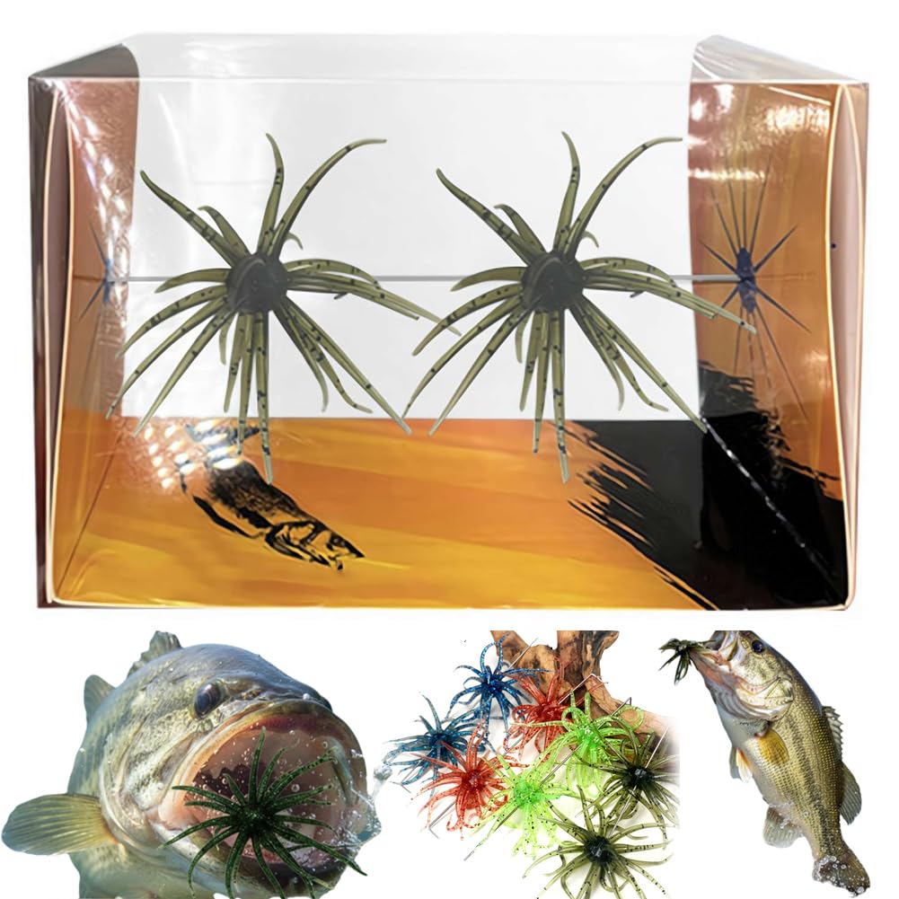 2PCS Bass Fishing Bait - Lure Bait for Black Pits,Soft Sea Urchin Baits,Soft Artificial Sea Urchin Lures for Shore,Trout,River,Lake,Saltwater,Freshwater,Father's Day Fishing Gifts for Men,Fishermen