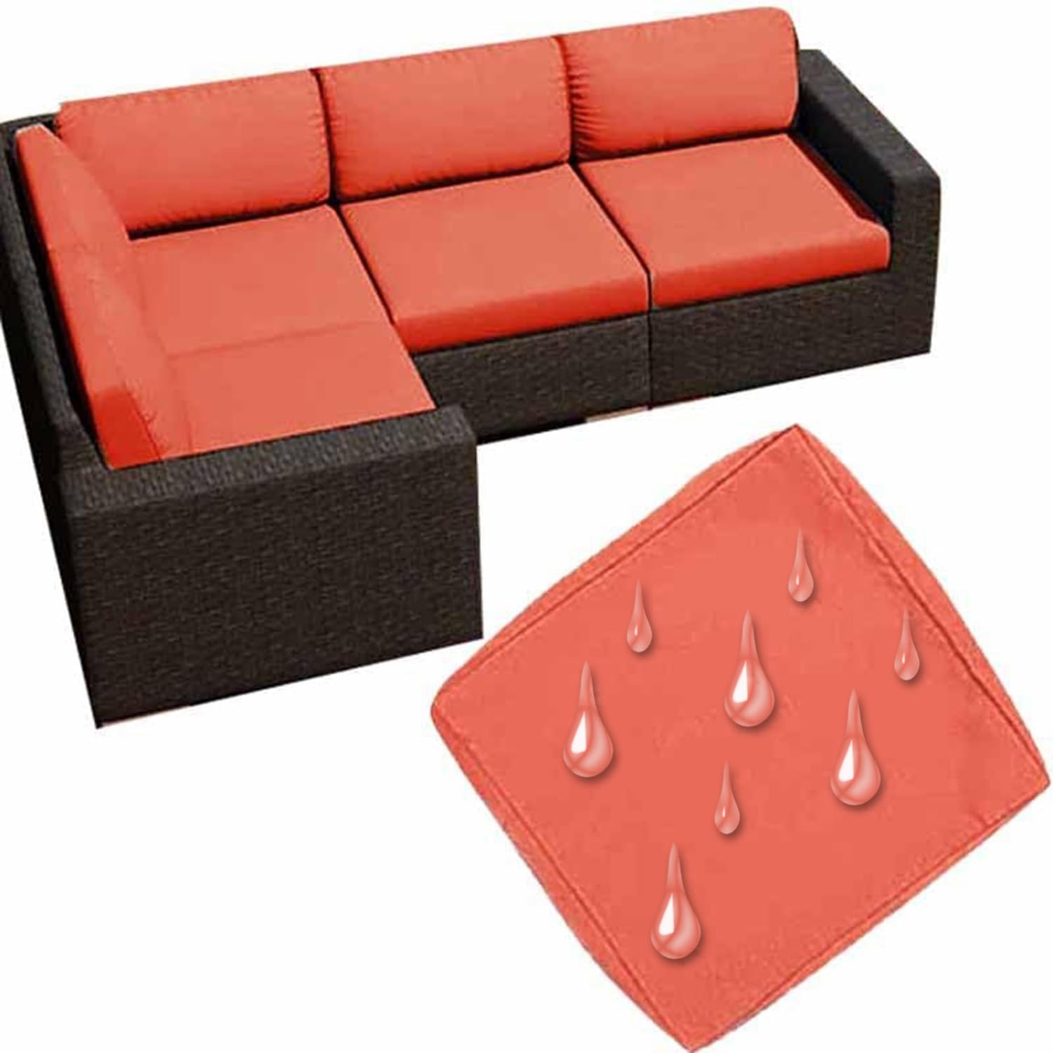 Uwobtn Color 11 Replacement Outdoor Cushion Covers Waterproof, 50X50 60X60 Garden Sofa Seat Cushion Slipcover With Zipper, Removable Patio Cushion Covers For Indoor Outdoor Rattan Furnitur(,60X60x10cm)