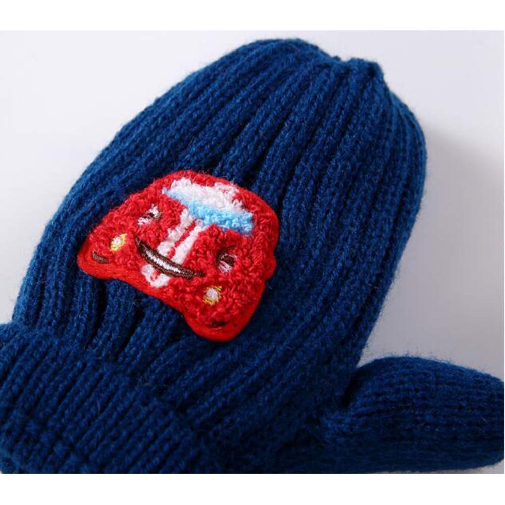 Cartoon Handschuhe Männliche Mädchen Herbst Und Winter Doppelschicht Plus Dicke Stricken Hängenden Hals Vollfinger Handschuhe, 4 Farben, 2 Größen (Farbe : Pink bee, größe : M15*9CM)