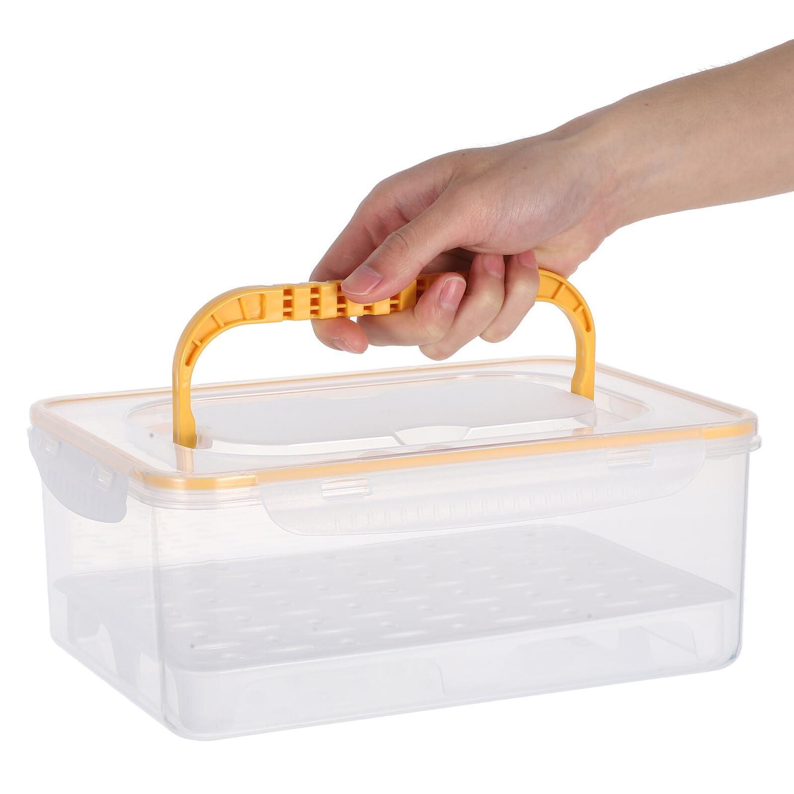 NUOBESTY Transparente Aufbewahrungsbox mit Griff und Deckel Große Kunststoffbox für Teetassen Schnapsbecher Bastel und Nähzubehör Stoßfester Organizer für Küche und Wiederverwendbar