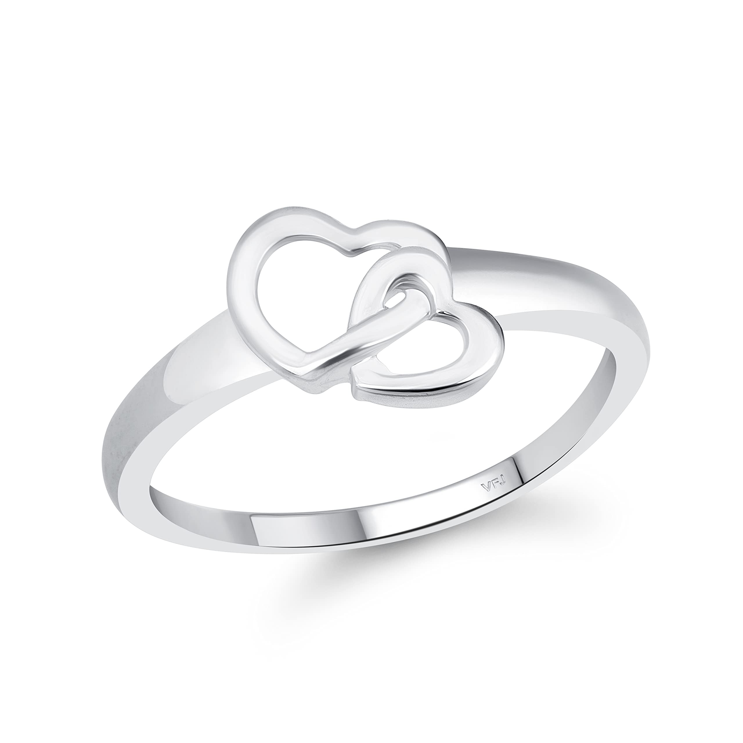 Vighnaharta valentine day gift valentineday gift for her gift for him gift for women gift for men Cute Double Heart Rhodium Plated Ring for Women [VFJ1633FRR7] (B094ZZC245) Amazon Price History, Amazon Price Tracker