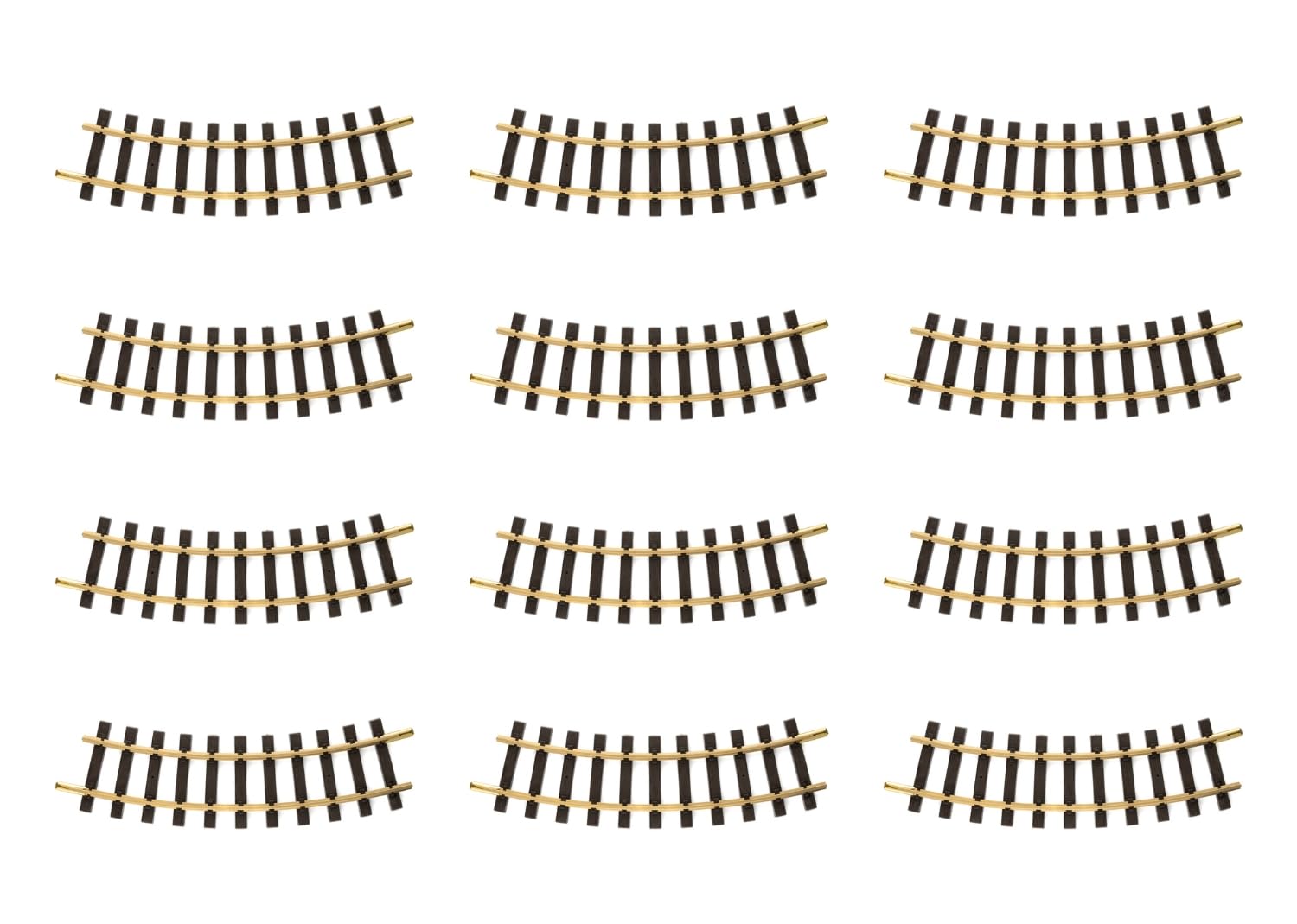 LGB – gebogenes Gleis R1-600 mm – 30° - L11000, gebogenes Gleiselement, 12 Stück, Gleiserweiterung für Gartenbahn, Gleismaterial, Zubehör, Spur G, Maßstab 1:22,5