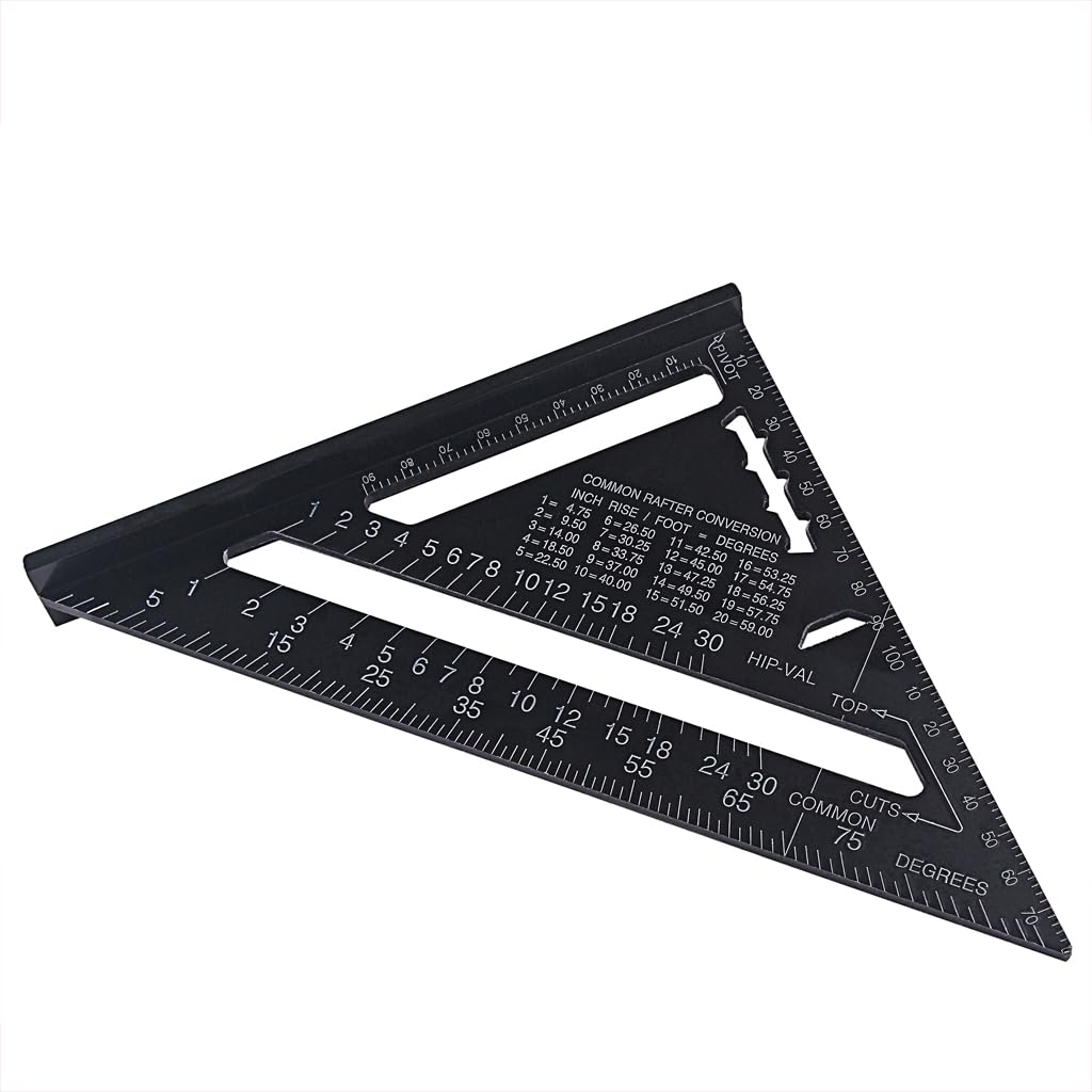 RuiJOTWAT Aluminum Alloy Speed Square Protractor Miter Framing Tri-square Line Scriber Saw Guide Measurement Meter Square Carpenter Ruler