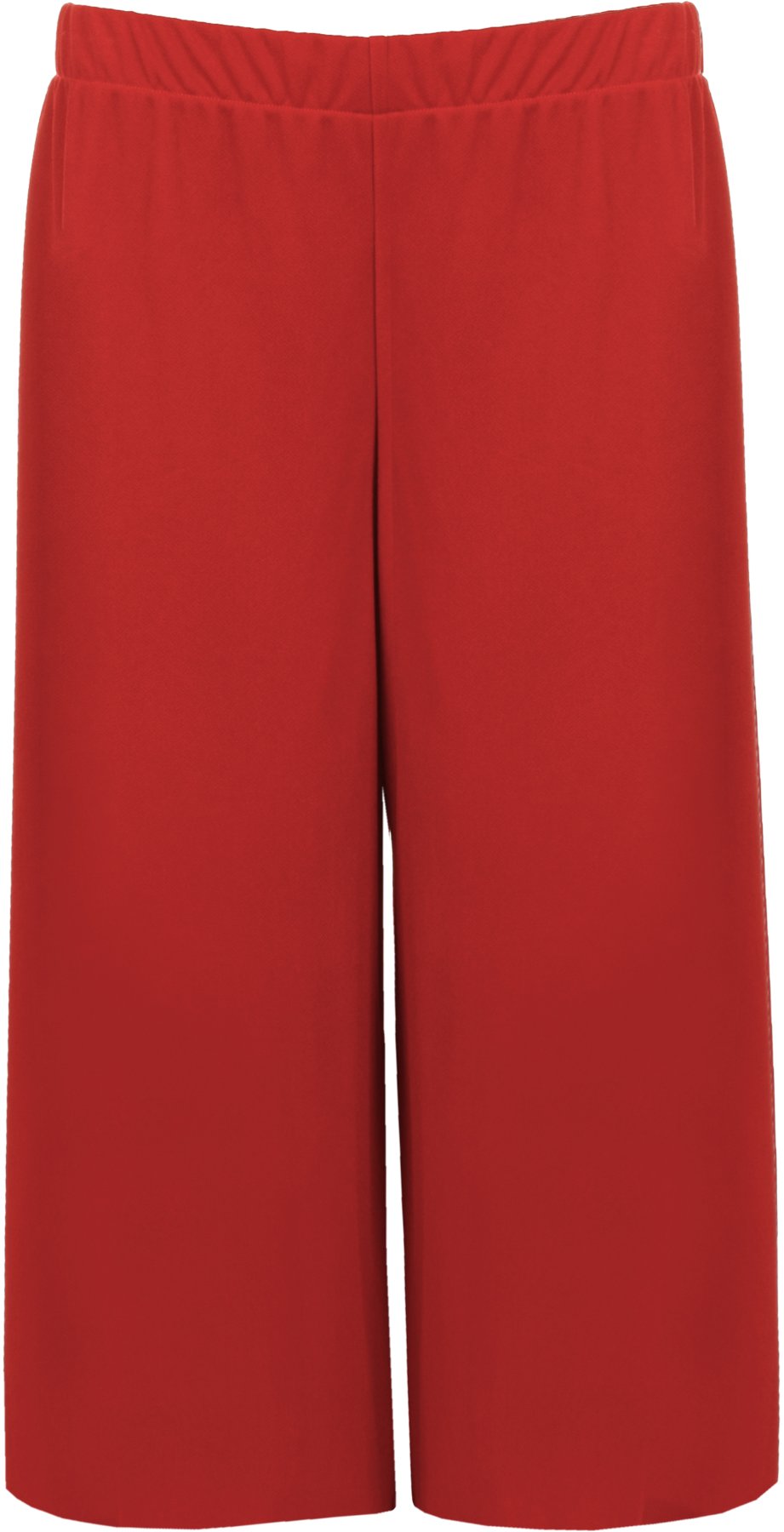WearAll New Womens Plus Size Crepe Plain Stretch Wide Leg Culottes Ladies Shorts - Red - 28-30