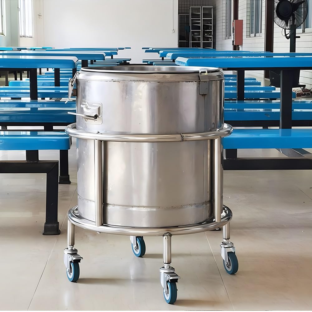 Soporte de Acero Inoxidable para ollas con Cuatro Ruedas, Soporte móvil para Cubos, Base móvil para bombonas de Gas, Cubos de Almacenamiento y Cubos de Leche, fácil de Instalar