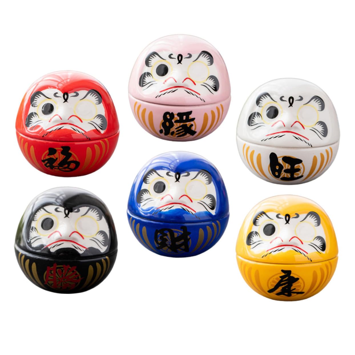 Amazon｜FUNOMOCYA 6個セラミック製ダルマ人形 積み重ね可能な卓上