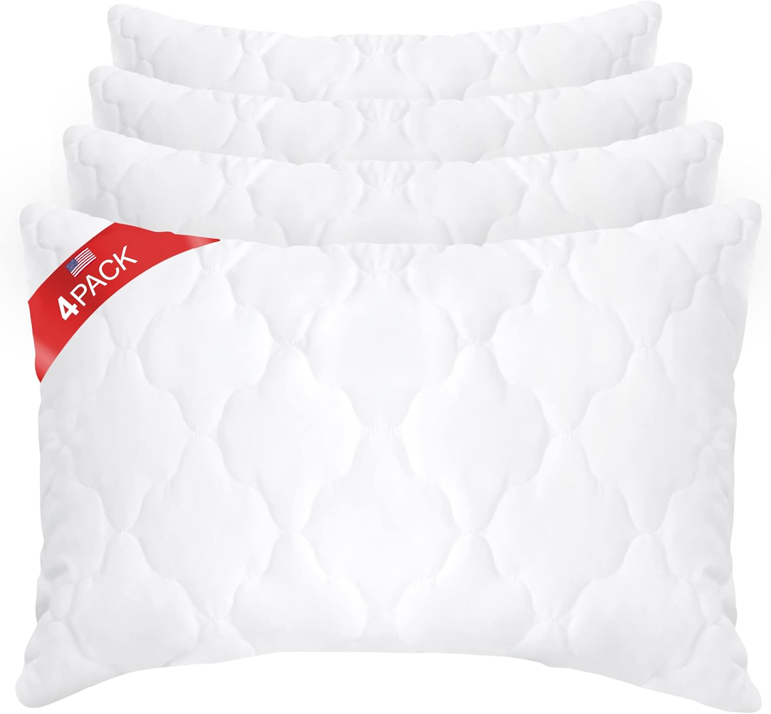 Diamond Elegant Bed Pillows for Sleeping Queen Size 4 Pack