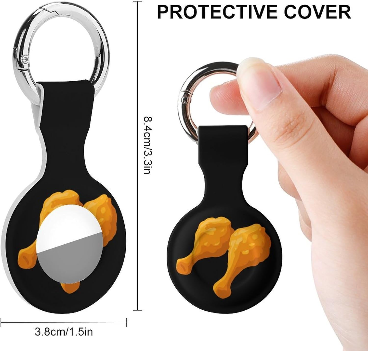 Fried Chicken Legs Case Compatible with AirTag Holder Cover with Keychain Ring for Bags Luggages