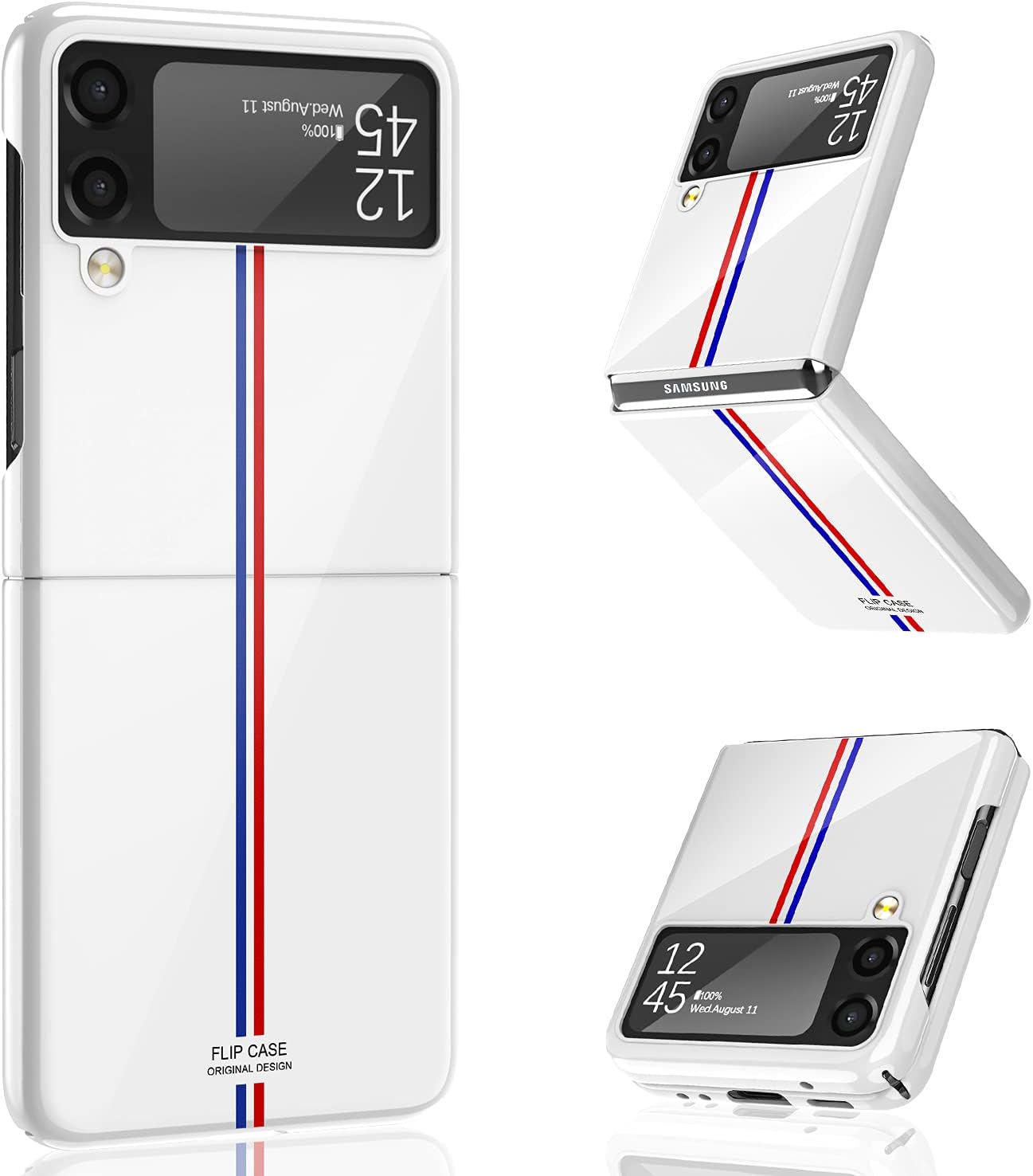 Vizvera - Funda para móvil compatible con Samsung Galaxy Z Flip 3 funda 2021, funda ultrafina de policarbonato resistente a golpes y arañazos para Samsung Galaxy Z Flip 3 5G, de color blanco