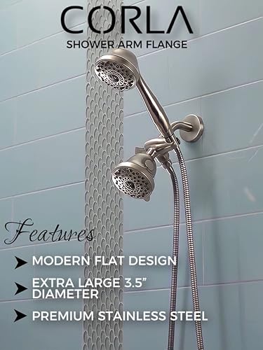 Miniatura 9 de Corla Placa de escudete moderna de 3.5 pulgadas extra grande  Brida de brazo de ducha cubierta de repuesto universal redonda de 3 12 pulgadas