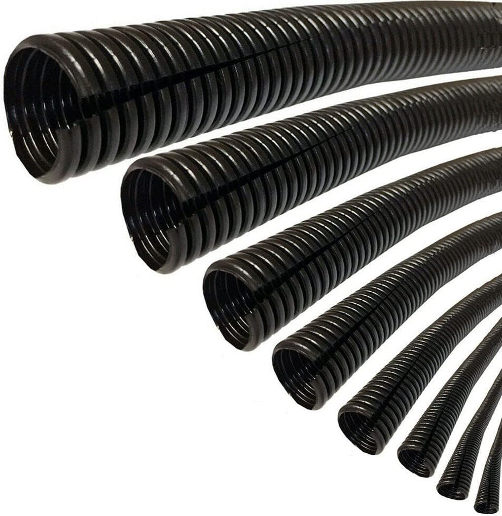Split Wire Loom Tubing (15 mm x 6 Meter) auto Wire Conduit Flexible Cover Black
