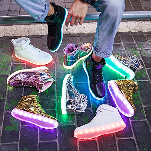 Wajin Led Light Up Shoes Kids High Top Sneakers With Usb Charging Flashing Luminous Shoes Dancing Sneakers For Boys Girls Toddles Gift Black #TOP4