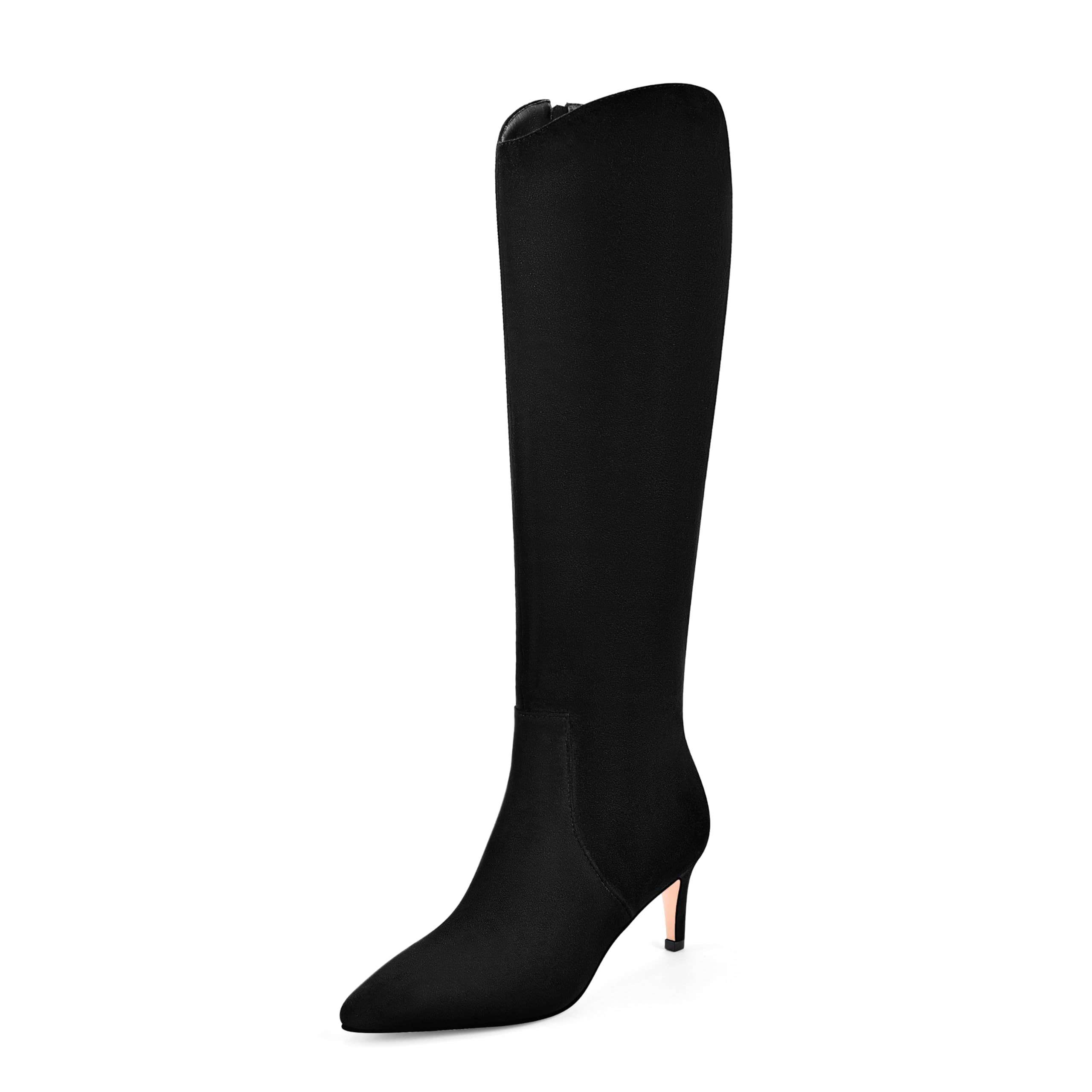 MIRAAZZURRA Kitten Heel Knee High Boots for Women Pointed Toe Low Heel Tall Boots Winter Fall Boots with