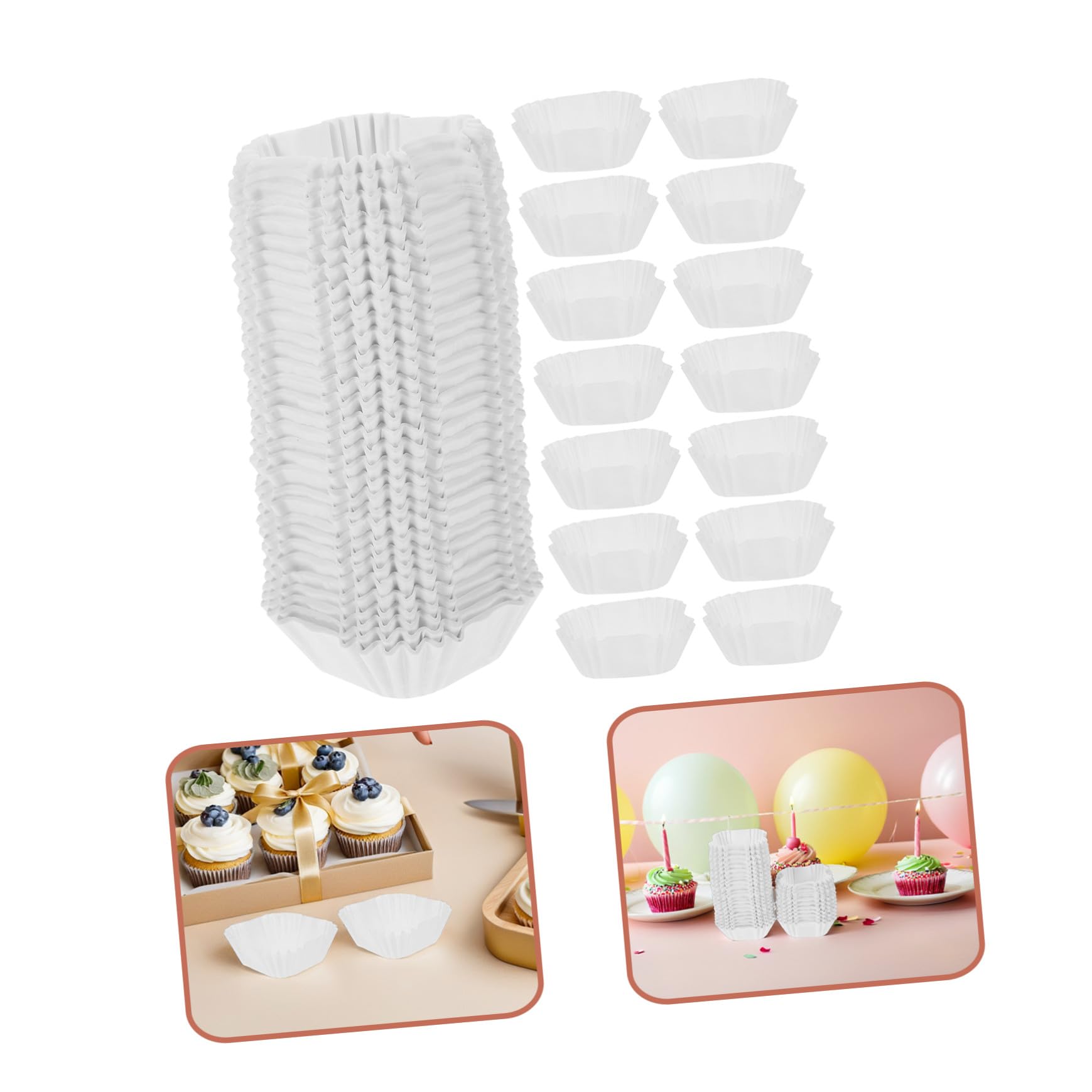 Capacillos Cuadrados para Hornear 3000 Piezas de Papel | Blanco, Uso Diario y Boda, para Pudín y Mini Pastel, Antiadherente, Resistente a Grasa