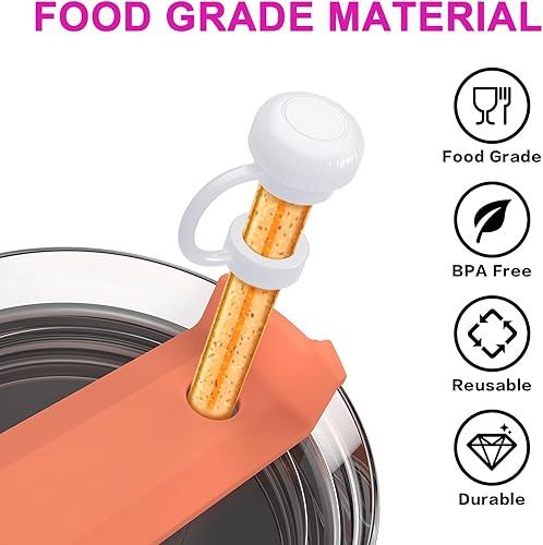 Miniatura 3 de Alwenid - 6 popotes de repuesto para Stanley 40, 30, 20, 14 onzas, puntas de silicona reutilizables con popotes de purpurina, accesorios para