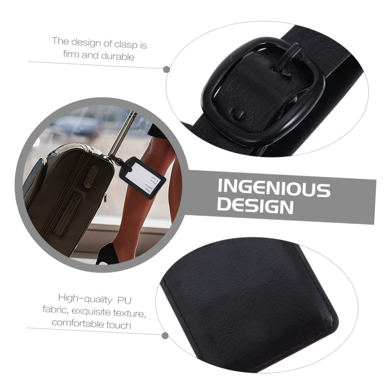 COLLBATH 10stücke Kreative Pu Gepäckanhänger Für Langlebige Id Labels Elegantem Schwarz Für Koffer Und Wasserfest Und Einfach Zu Befestigen