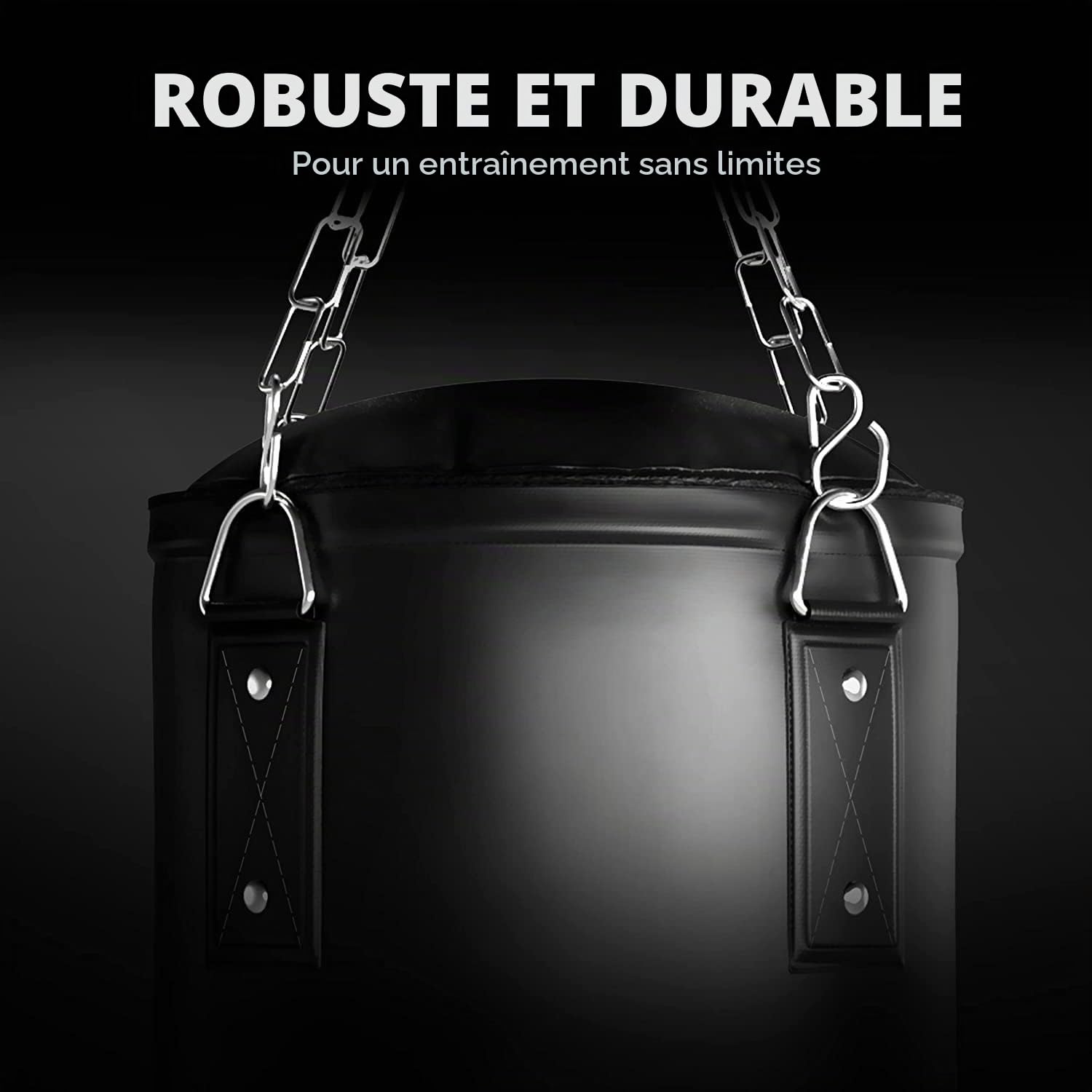 Sac de Frappe FIGHTR® Premium - Confort de Frappe élevé et très Robuste - Sac de Frappe Suspendu Non rempli/rempli 120x35cm avec chaîne Lourde pour la Boxe, Les Arts Martiaux, Le MMA.