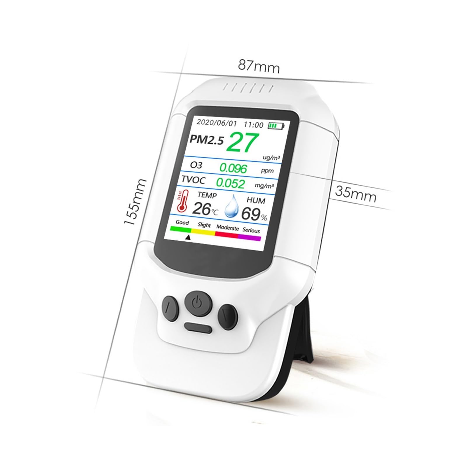Monitor della qualità dell'aria interna, 8 in 1 rilevatore di qualità 'aria del tester del gas 'ozono professionale PM2.5 PM10 PM1.0 Monitor 'igrotermografo del sensore 'ozono TVOC O3 per Home Hotel