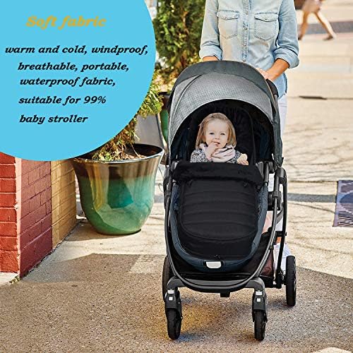 Winter Baby Footmuff, Universal Fitting for Cosy Toes Infant Stroller Sleeping Bag Warm Thick Velvet Pram Liner Waterproof Windproof Detachable Pushchair Liner, for Pushchair Car Seat (Black)