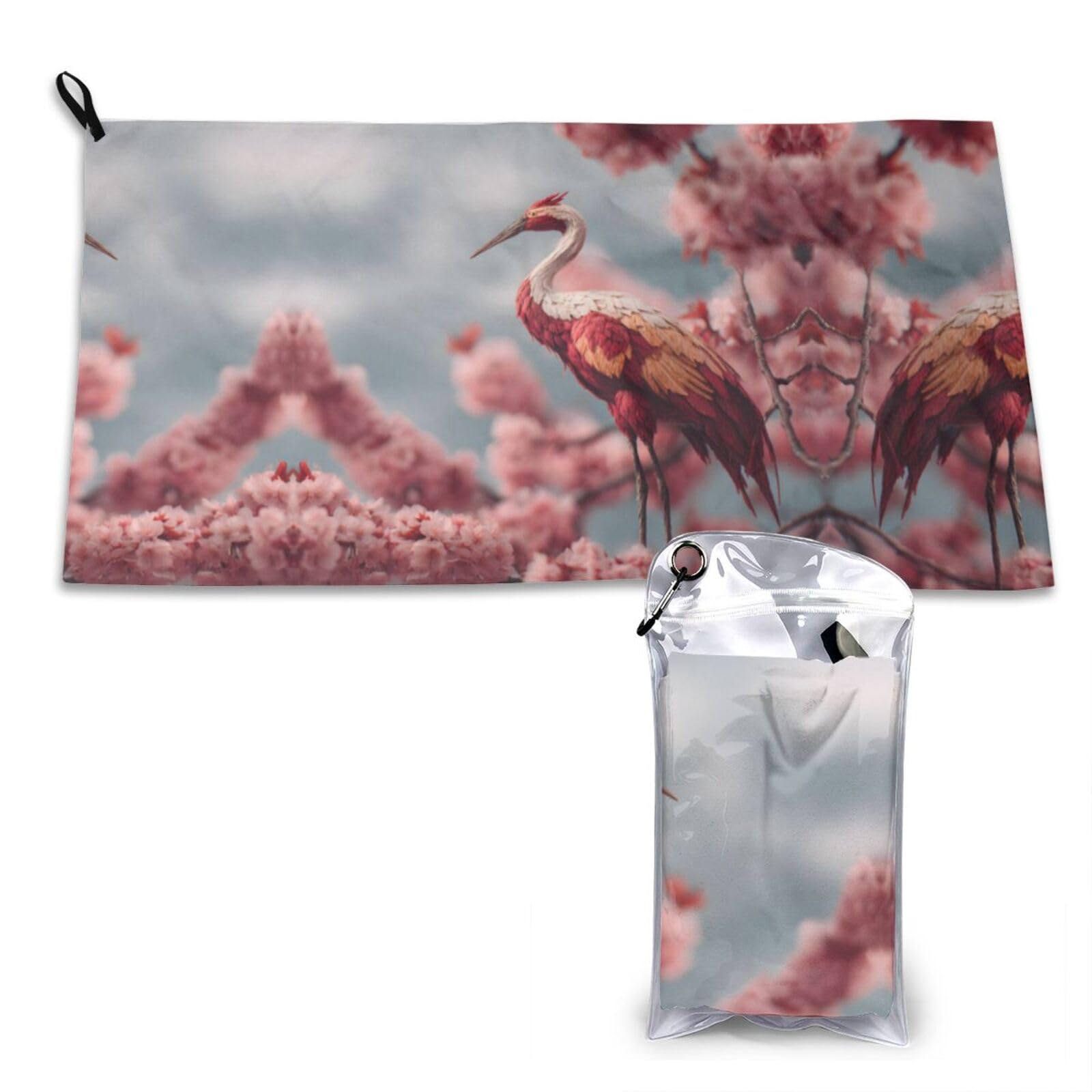 Wxwjshmgc White Cherry Blossom Crane Print Cooling Towel, Gym Towel,Cooling Towels For Neck, Soft Breathable Travel Cool Towel,Sports Towels For Gym,Camping