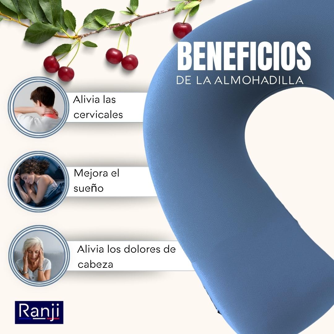 RANJI - Saco Térmico de Semillas para Microondas – Cojín Térmico Cervical Natural | Bolsa Calor Semillas Lavable | Almohada Semillas Cuello y Hombros | Sin Agua y Reutilizable (Azul)