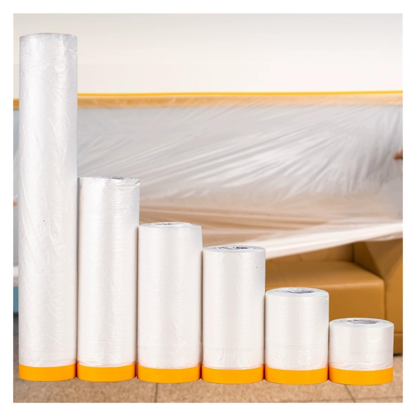 Nastro adesivo for pittura con pellicola sottile for mascheratura in carta sottile da 7 m, multiuso, 110-450 cm, 1/3/5 pezzi(3pcs,320cm)