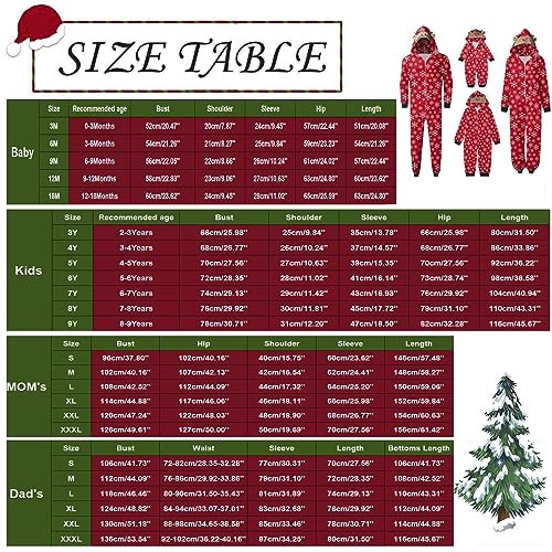 Family Christmas Pajama Matching Set, Adults Zip Up Cute Xmas Print Reindeer Hood Loungewear Sleepwear Pjs Sets3