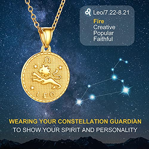 Bandmax Meisjes sterrenbeelden ketting 18K vergulde sierlijke medaillon ketting sterrenbeeld sieraden voor jongens… - Afbeelding 3