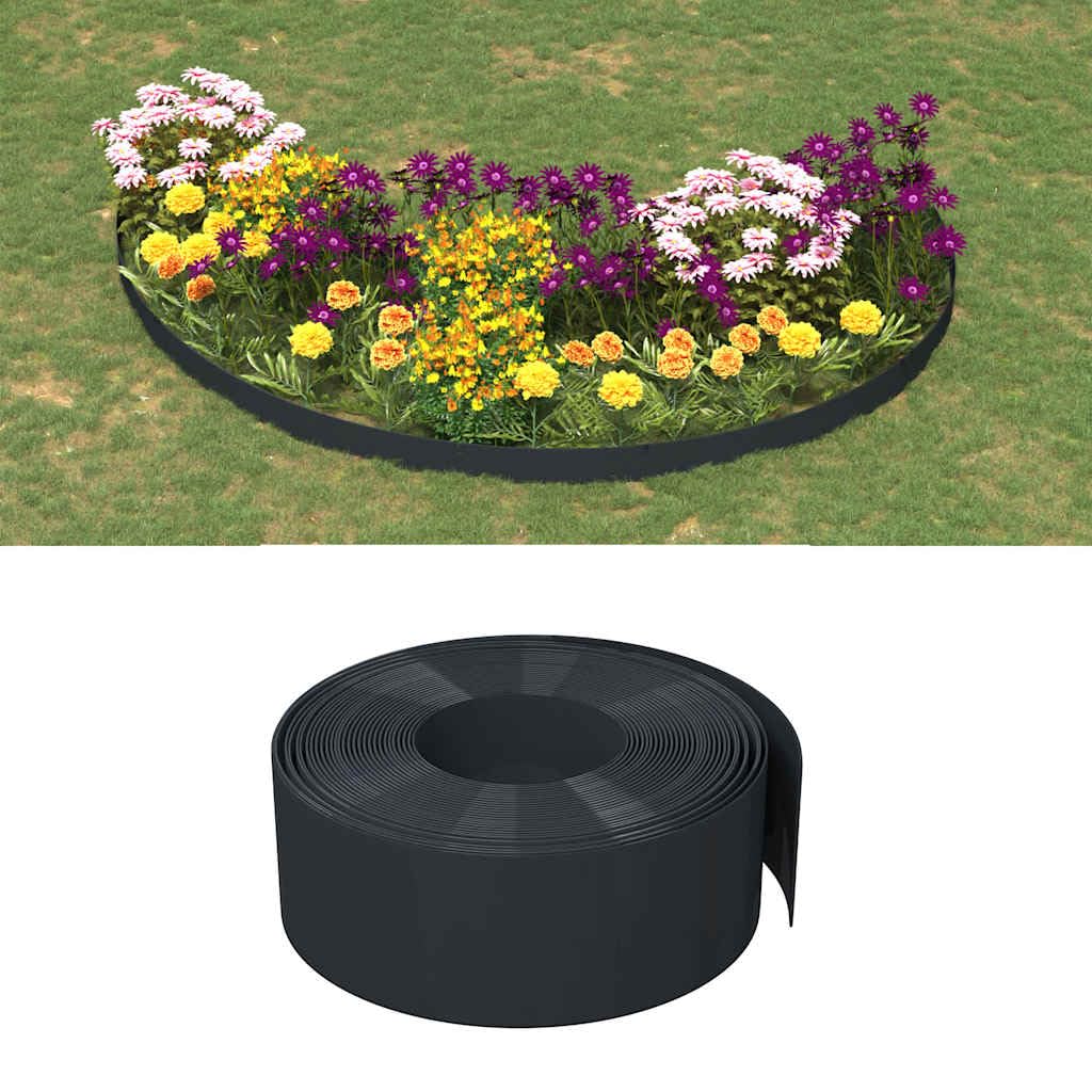 Bordo per prato, 2 pezzi, nero, 20 m (2 x 10 m) x 20 cm, flessibile in polietilene PE, delimitazione per aiuole da giardino, sentieri e laghetti, 2 mm di spessore