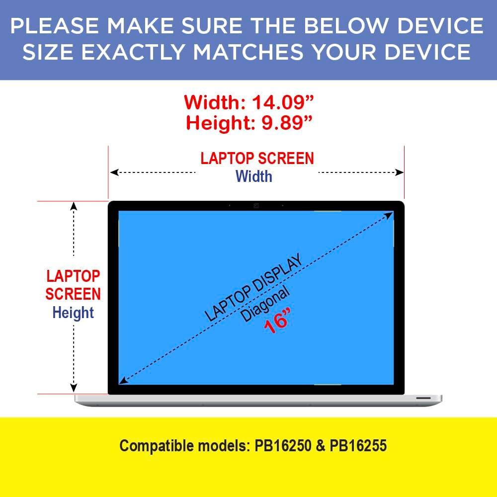 Matte Anti Glare Screen Protector For Dell Pro 16 Plus Laptop PB16250, PB16255 2 Pack From
