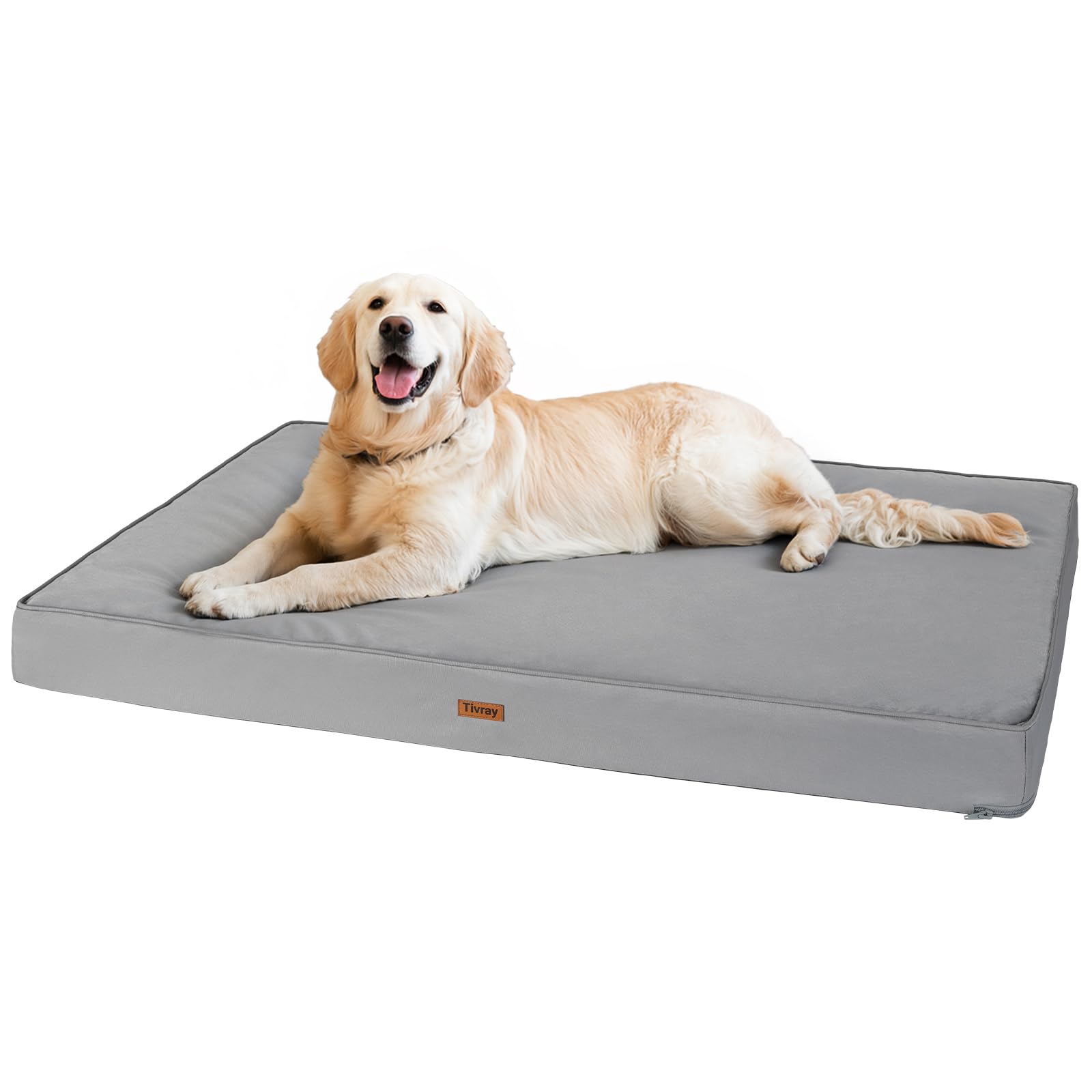 Cama Ortopédica para Perro 112x81cm, Colchón Grande Impermeable para Mascotas, Cama con Funda Suave Extraíble y Lavable, Espuma Tipo Huevo, Base Antideslizante para Perros Grandes, Gris
