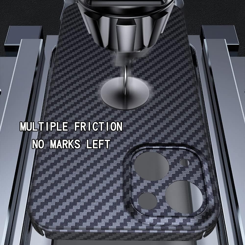 RIZZ iPhone 13 Case with Real Carbon Fiber 【Aviation Grade Materials】 Slim Aramid Fiber Cover Ultrathin Phone Cases Super Tough for Men Drop Protection Black