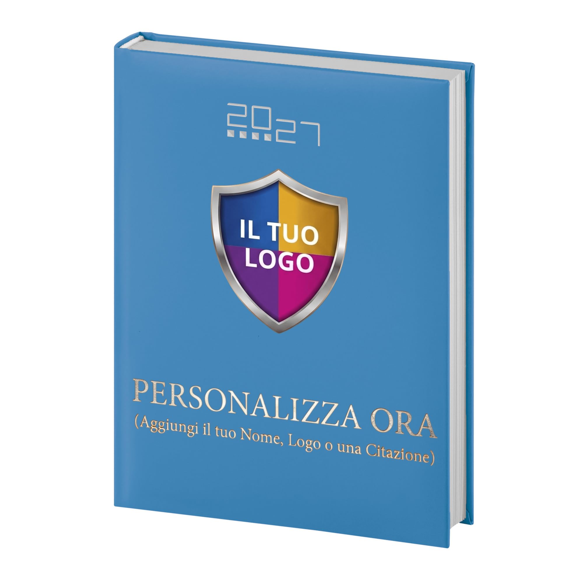 Agenda giornaliera 2027 personalizzata Azzurro