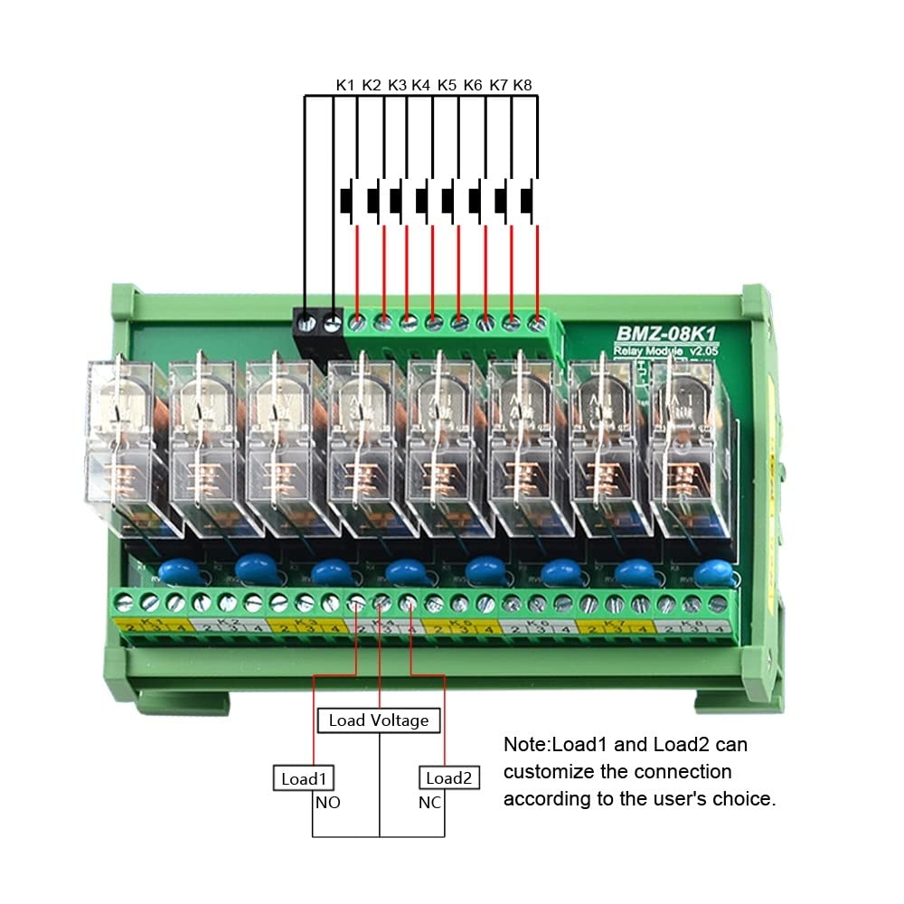 Módulo de relé, CC 24 V, módulo de relé extraíble aislado de 8 canales, módulo de relé optoacoplador, placa amplificadora de señal PLC, riel DIN de 35 mm