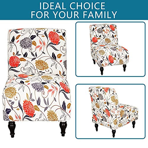 Liykimt Armless Accent Chair Cover Slipcover,Slipper Chair Cover Super Fit Stretch Spandex Removable Washable For Armless Chair Furniture Protector Covers For Living Dining Room Hotel(Beige/Orange,1) #TOP1