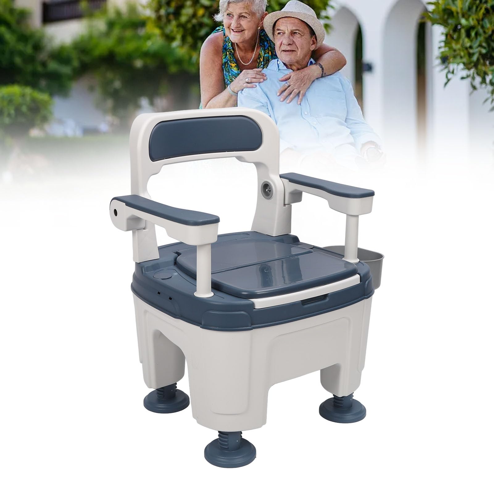 Adjustable Bedside Commode, Portable Toilet, Heavy Duty 880.2lb Capacity, Potty Chair, Side Storage Basket, Non Slip Pads, Odor Sealed Design