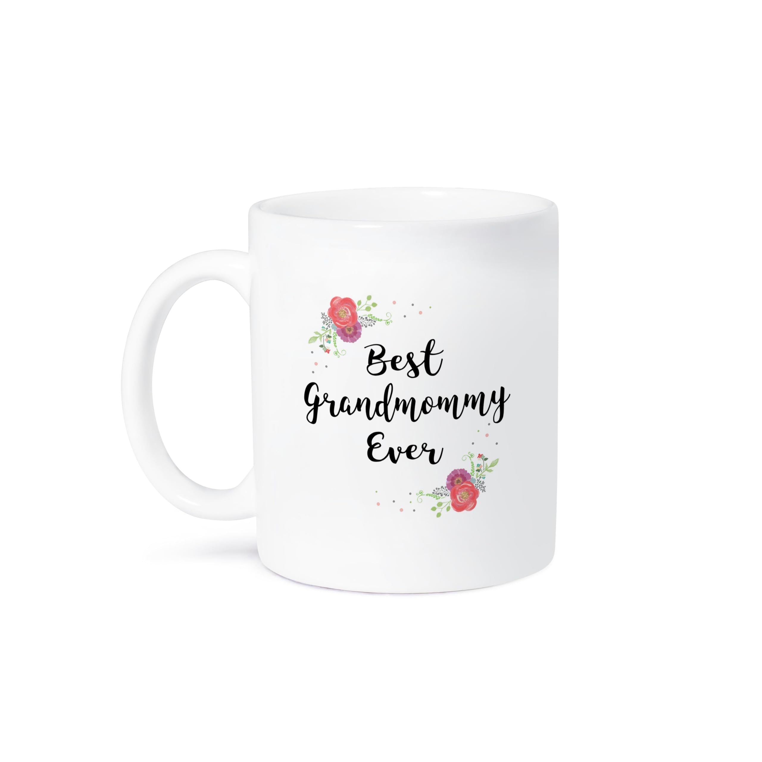 3dRose Floral Best Grandmommy Ever pretty watercolor pink flowers grandma - Mugs (mug_312035_2)