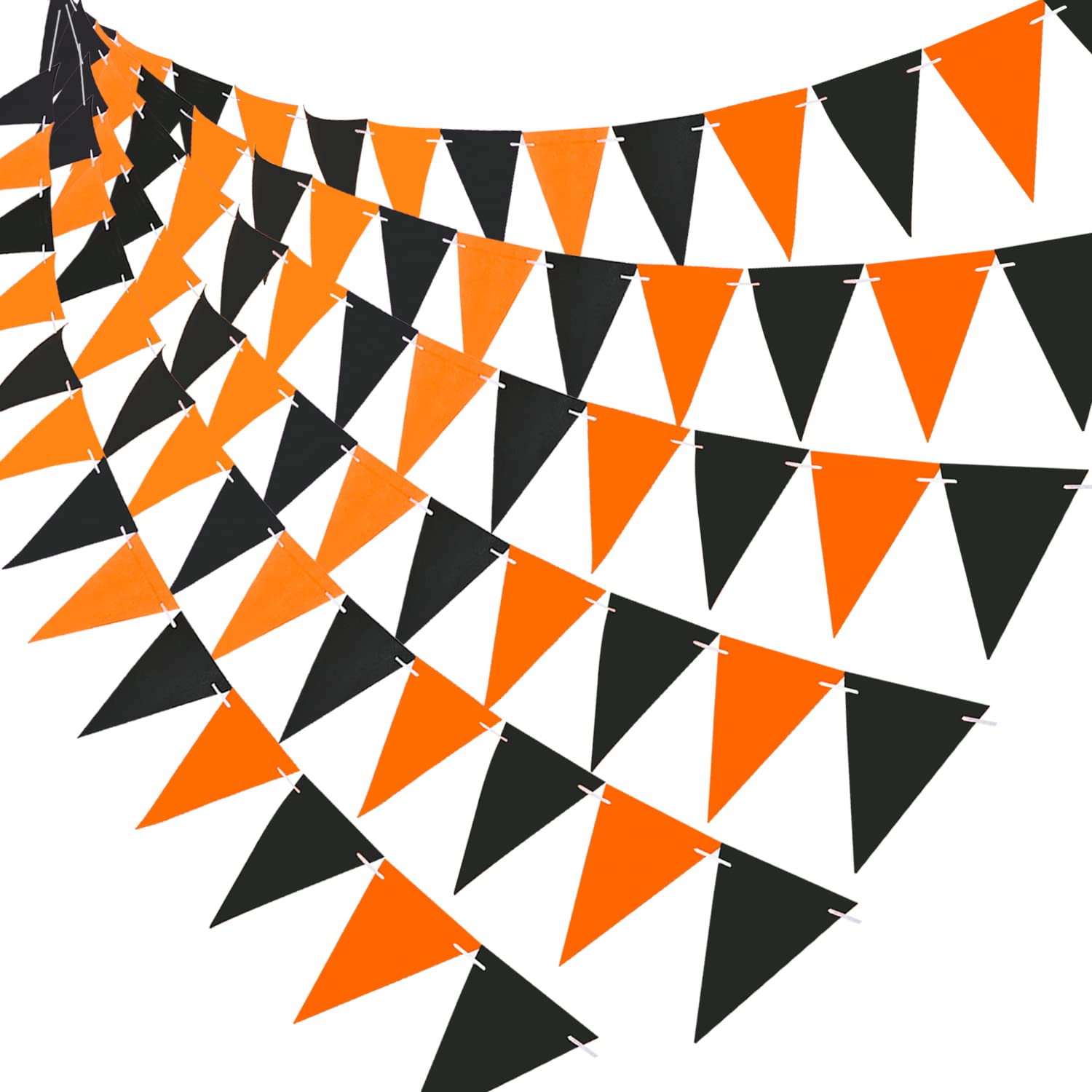 XNHIU Halloween Bunting Banner Black Orange Flag Garland Pennant for Halloween Indoor Outdoor Decoration (1)