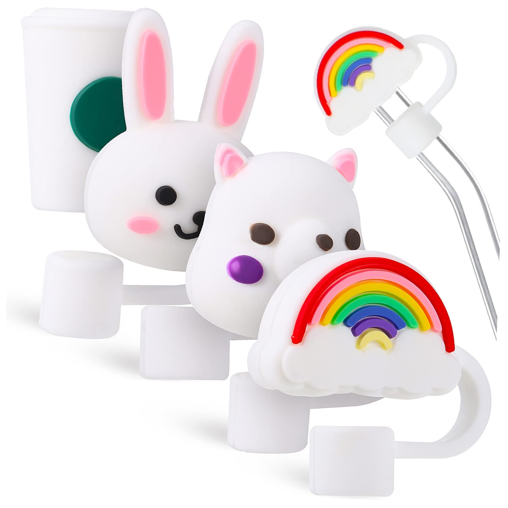DECHOUS 3 Set Di Cannucce Riutilizzabili in Silicone Con Punte A Forma Di Cartone Animato Per Ragazzi E Ragazze 12 Pezzi * 3