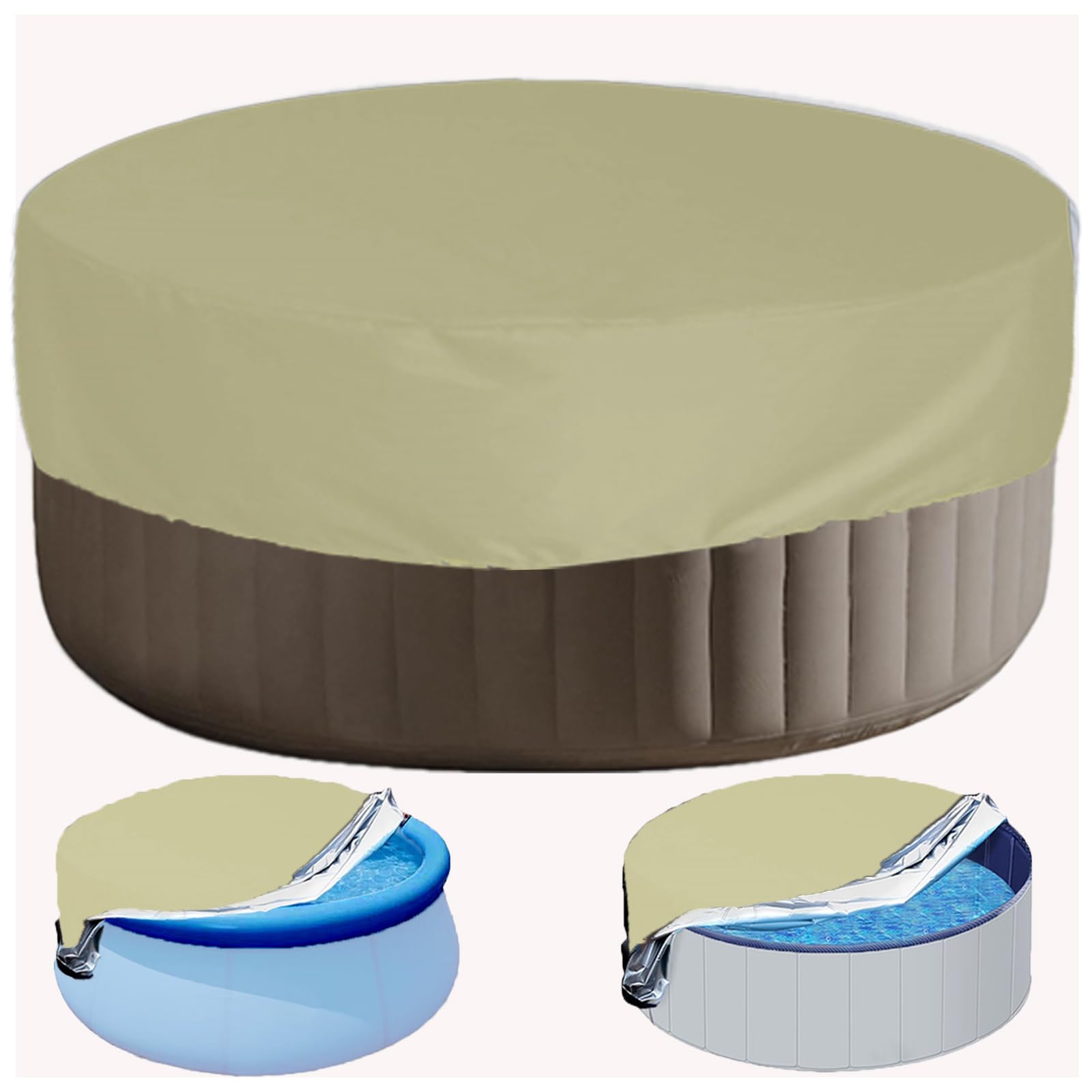 Copertura per Piscina Rotonda,Copertura per Vasca Idromassaggio,Impermeabile e Antipolvere,Esterno Portatile Patio Coperturas Protettiva per Piscina con Coulisse,Giallo,366 * 20cm
