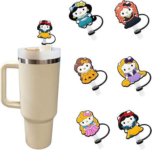 4 fundas de popote de silicona, reutilizables, para pajilla, lindo gorro de paja animado para adorno de paja Stanley de 0.39 pulgadas (39)