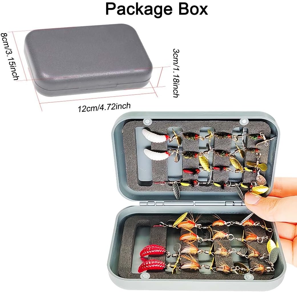 24/30/46/54/127-Pieces Fly Fishing Files Kit #8-#16 Handmade Dry Wet Nymphs Streamers Fly Fishing Lures for Trout Salmon with Fly Box