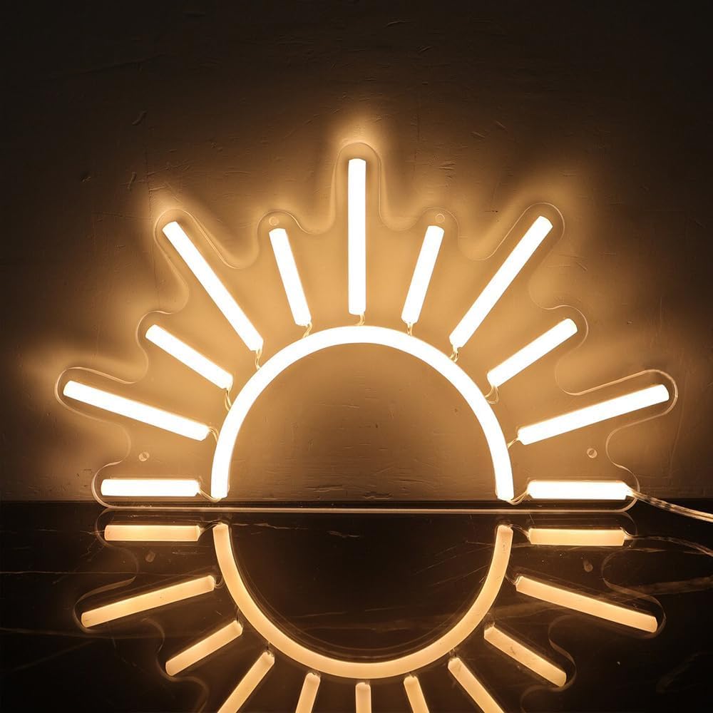 Half of Sun LED Neon Sign for Wall Decor USB Adjustable Brightness Living Room Bars Pub Club Gatherings Art Wall Decor