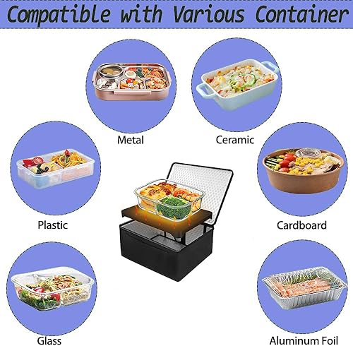 Miniatura 6 de Horno portátil 3 en 1 Fiambrera eléctrica calentador de comida rápida, calentador de alimentos portátil a prueba de fugas, 12V24V110V microondas de