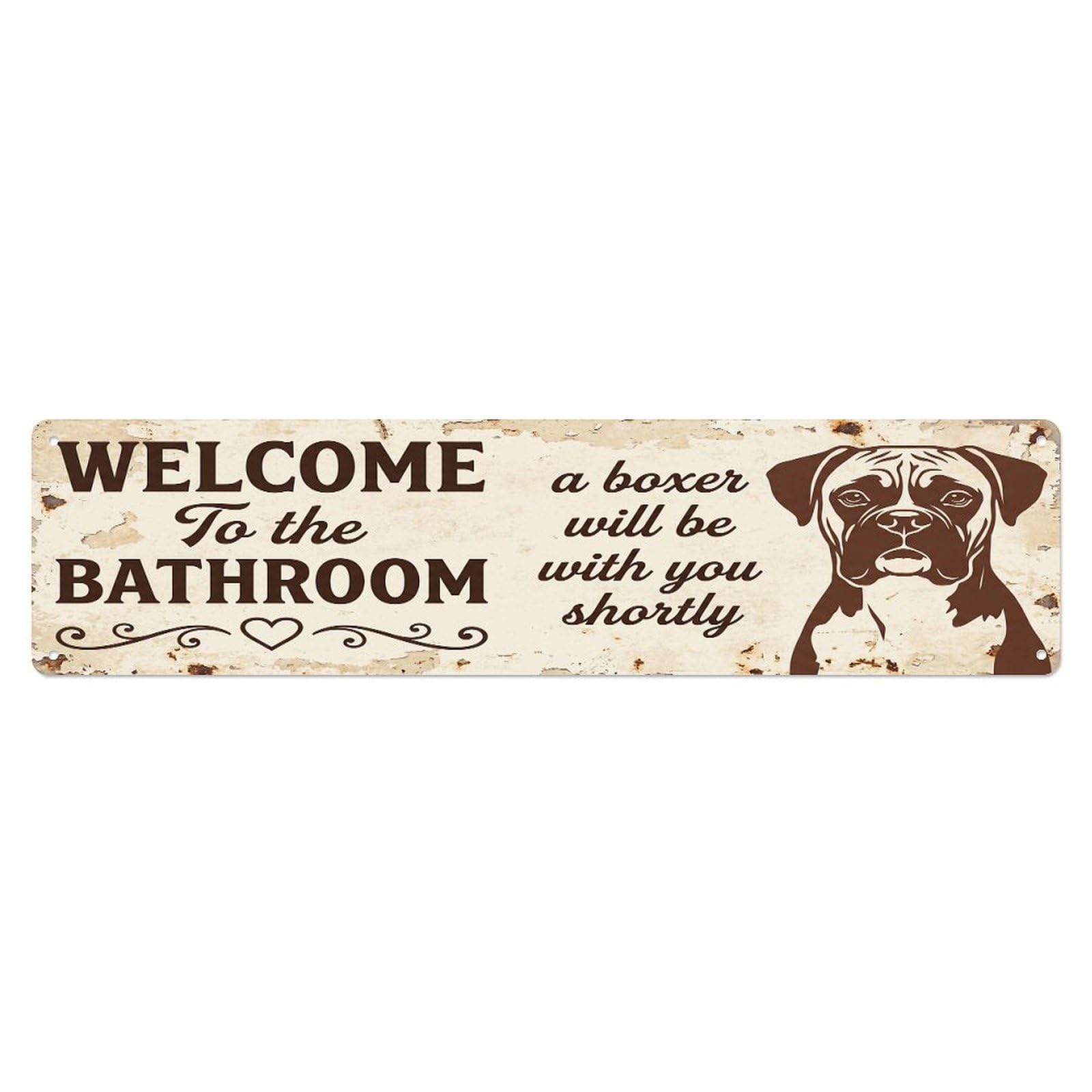 Vintage WELCOME To The BATHROOM Boxer Metal Tin Sign