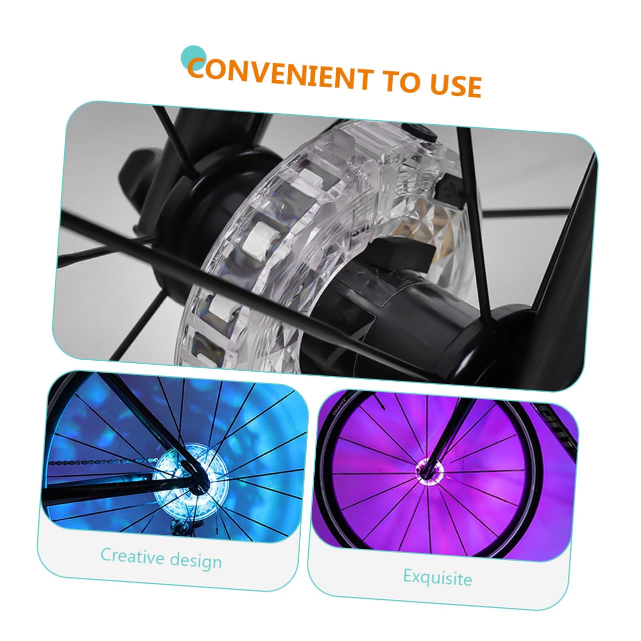 BESPORTBLE Feux De Vélo à La Mode Fauteuil Scooter Cyclisme Lumière De Casque De Vélo Feux De Roue De Vélo Portables Éclairage De Roue De Vélo Élégant Vélo Lumière Blanche Plastique