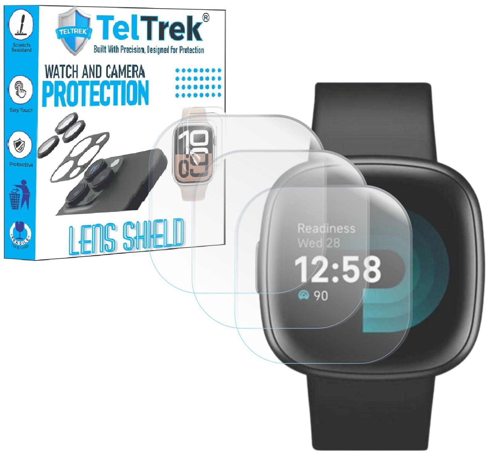 Screen Protector Compatible With Fitbit Versa 4 / Versa 3 / Sense 2 / Sense, Edge to Edge Hydrogel TPU Screen Guard not a Tempered Glass (Pack of 3)-picture-18