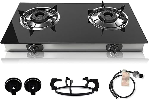 Miniatura 9 de Estufa de propano de un solo quemador, estufa portátil de vidrio templado para campamento, propano con encendido automático, quemadores de 10236 BTU