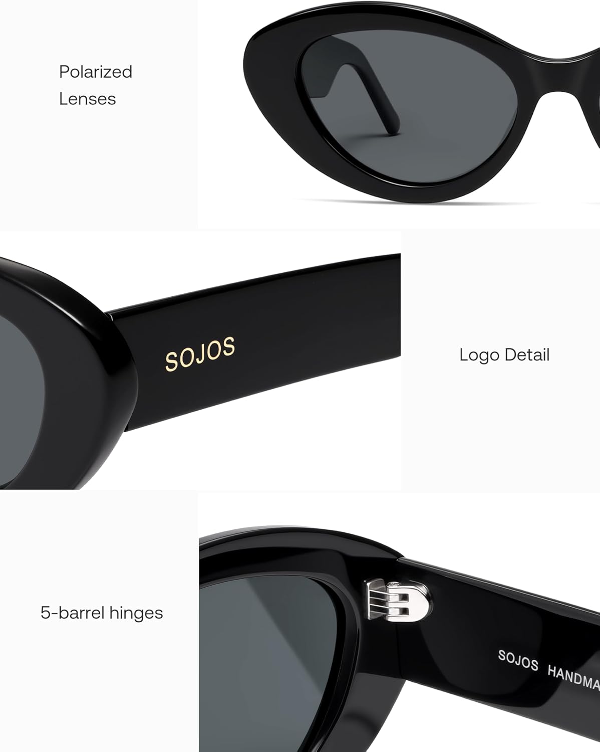 SOJOS Retro Cat Eye Acetate Sunglasses Men Women Polarized Vintage Lightweight UV400 Sun Glasses, Afterglow