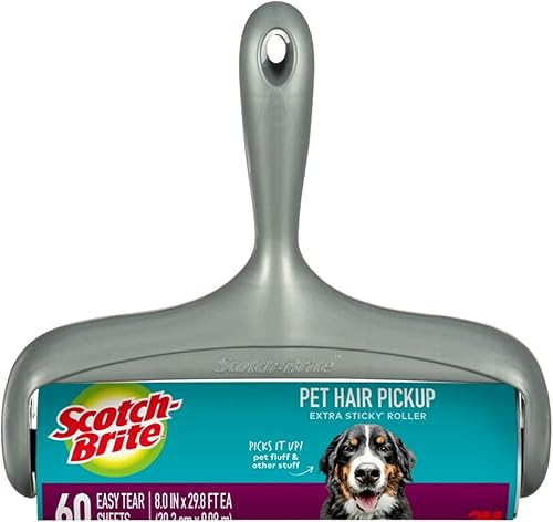 Miniatura 3 de Scotch-Brite Pet - Rodillo extra adhesivo para pelusas de superficie grande para pelo de mascotas, muebles y ropa, 1 rodillo, 60 hojas (paquete de 2)